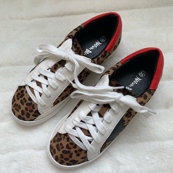 Last pair! Leopard suede lace up star sneakers - Picture 3 of 6